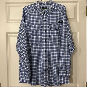 Magellan Outdoors Classic Fit Vented Back Plaid Fishing Shirt Size 2XL